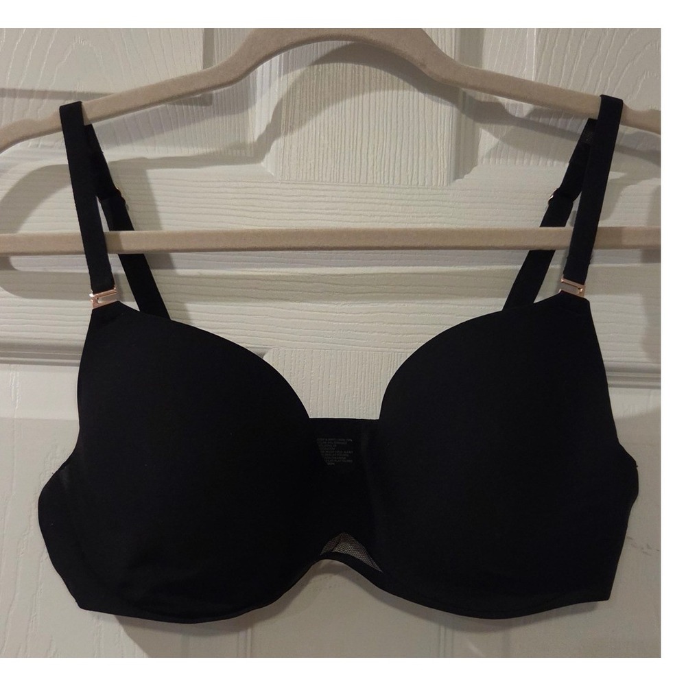 Soma Stunning Support Perfect Coverage Bra 38DD Black Rose Gold Underwire -